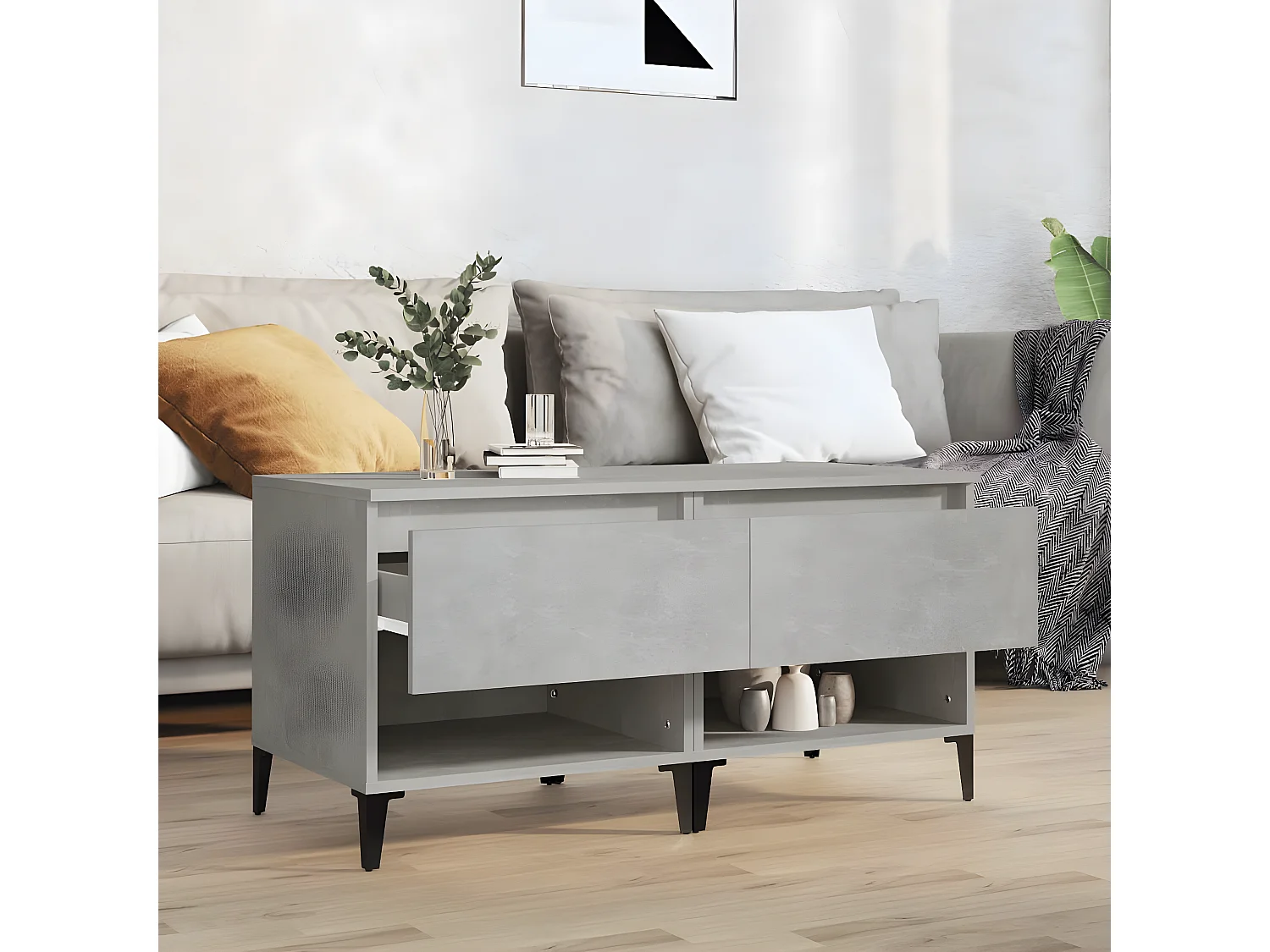 Tables d'appoint 2 pcs Gris béton 50x46x50 Bois d'ingénierie