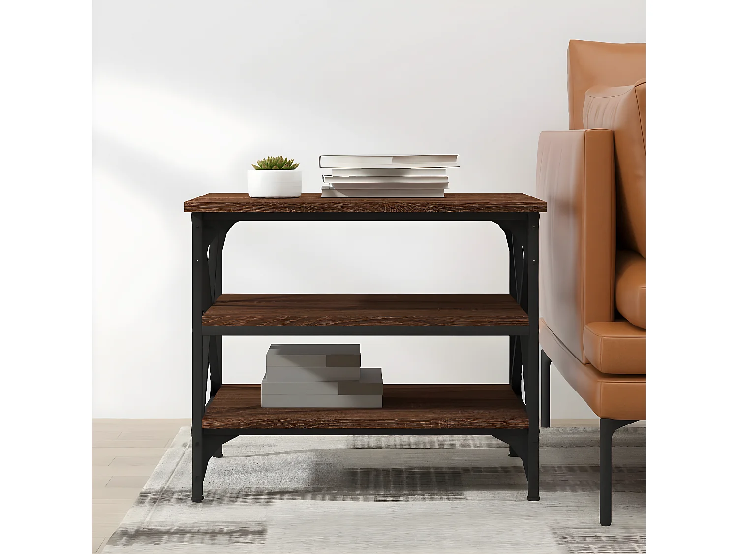 Table d'appoint Chêne marron 55x38x45 Bois d'ingénierie