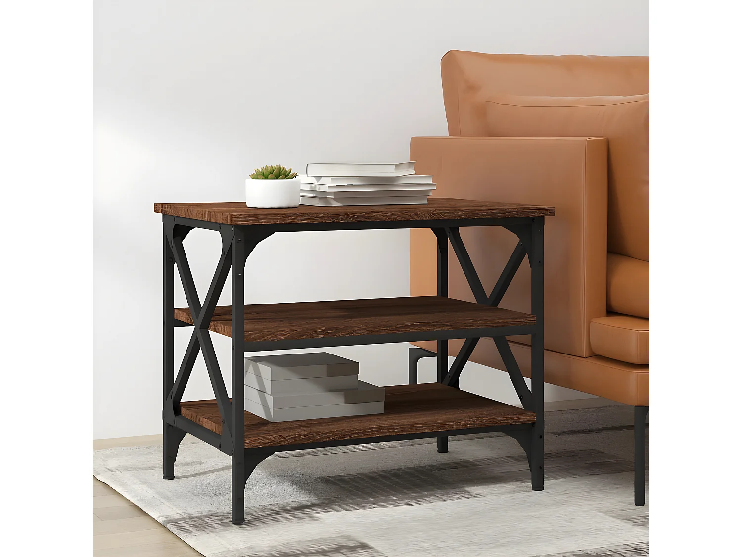 Table d'appoint Chêne marron 55x38x45 Bois d'ingénierie