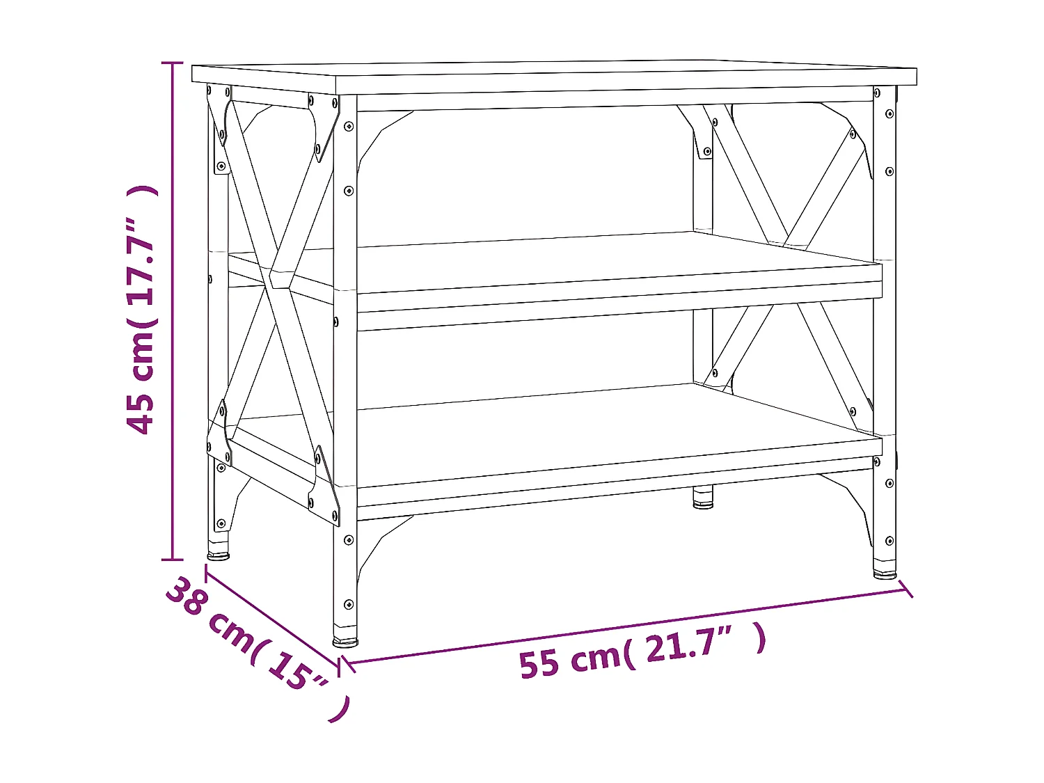 Table d'appoint Chêne marron 55x38x45 Bois d'ingénierie