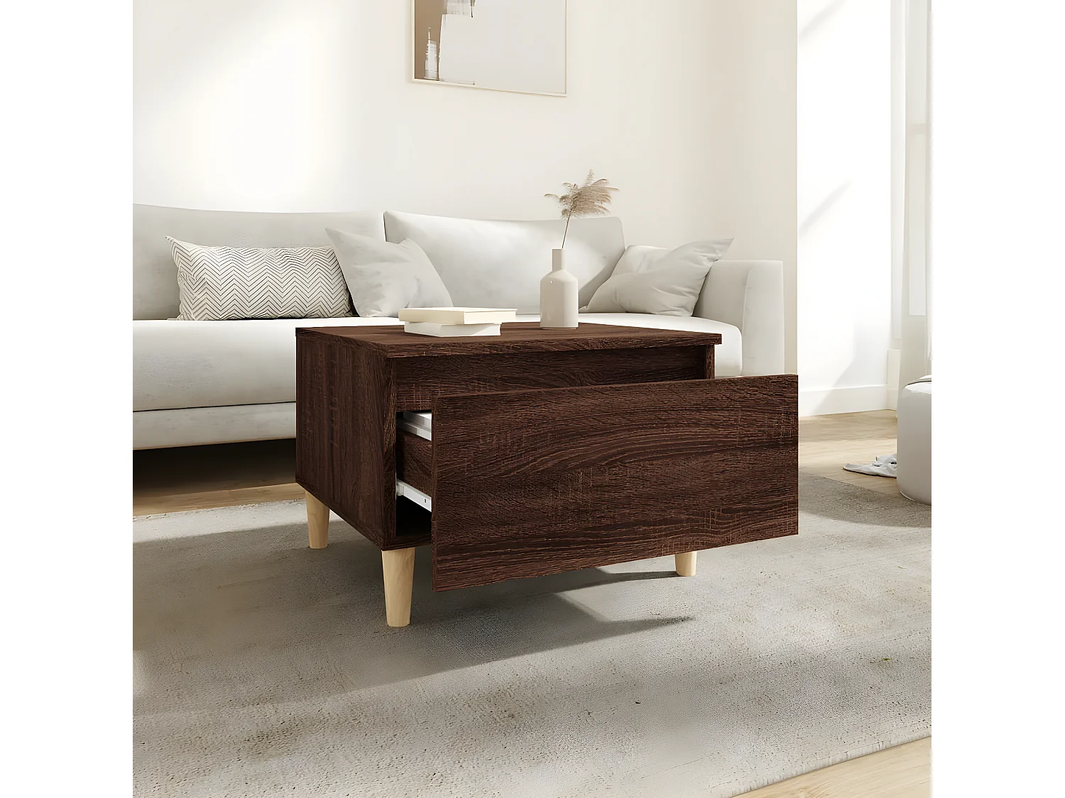 Table d'appoint Chêne marron 50x46x35 Bois d'ingénierie