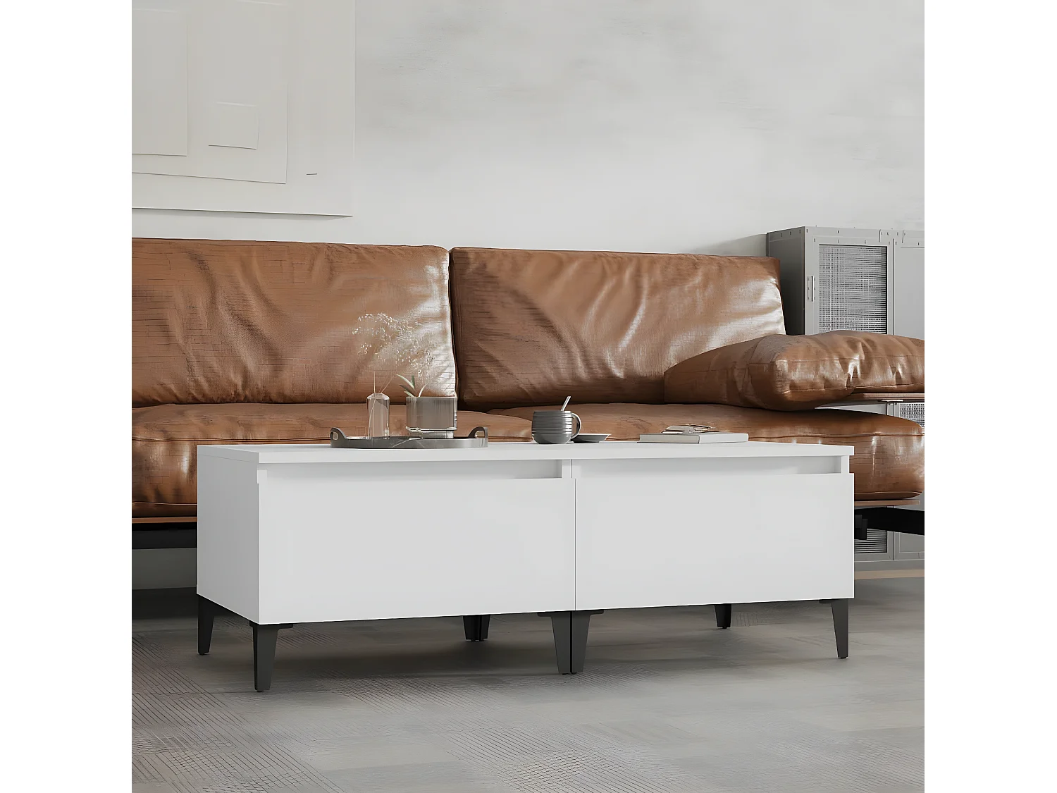 Tables d'appoint 2 pcs Blanc 50x46x35 Bois d'ingénierie