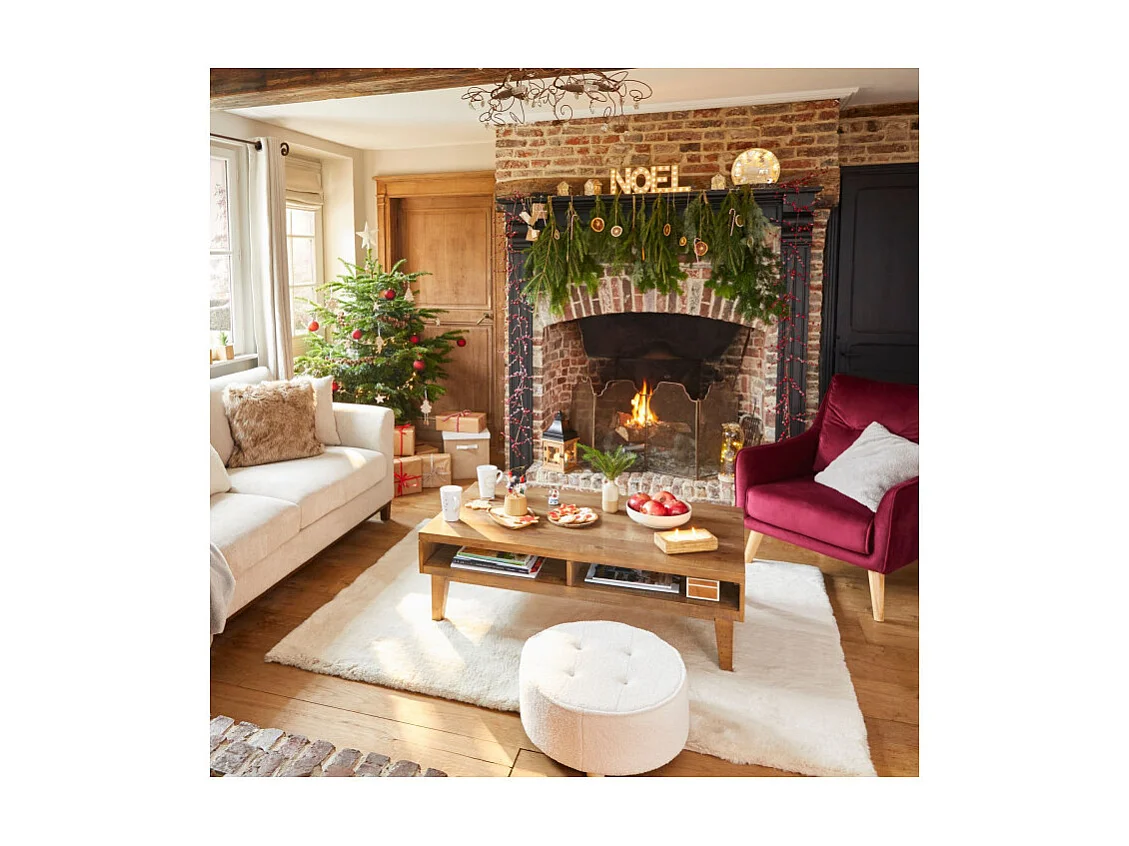 Table Basse en Bois de Pin "Favola" 120cm Marron