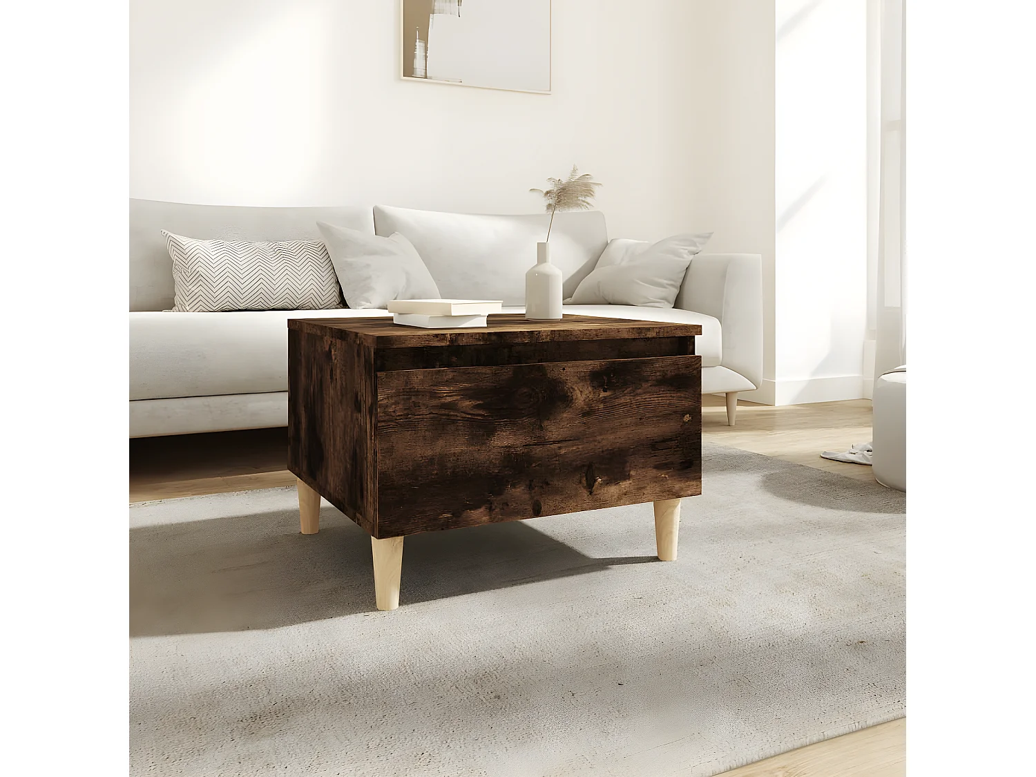 Table d'appoint Chêne fumé 50x46x35 Bois d'ingénierie