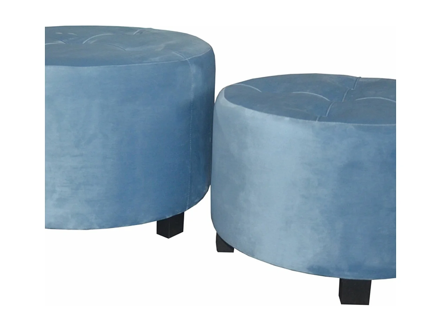 Set de 3 poufs Rondeo Velours Bleu