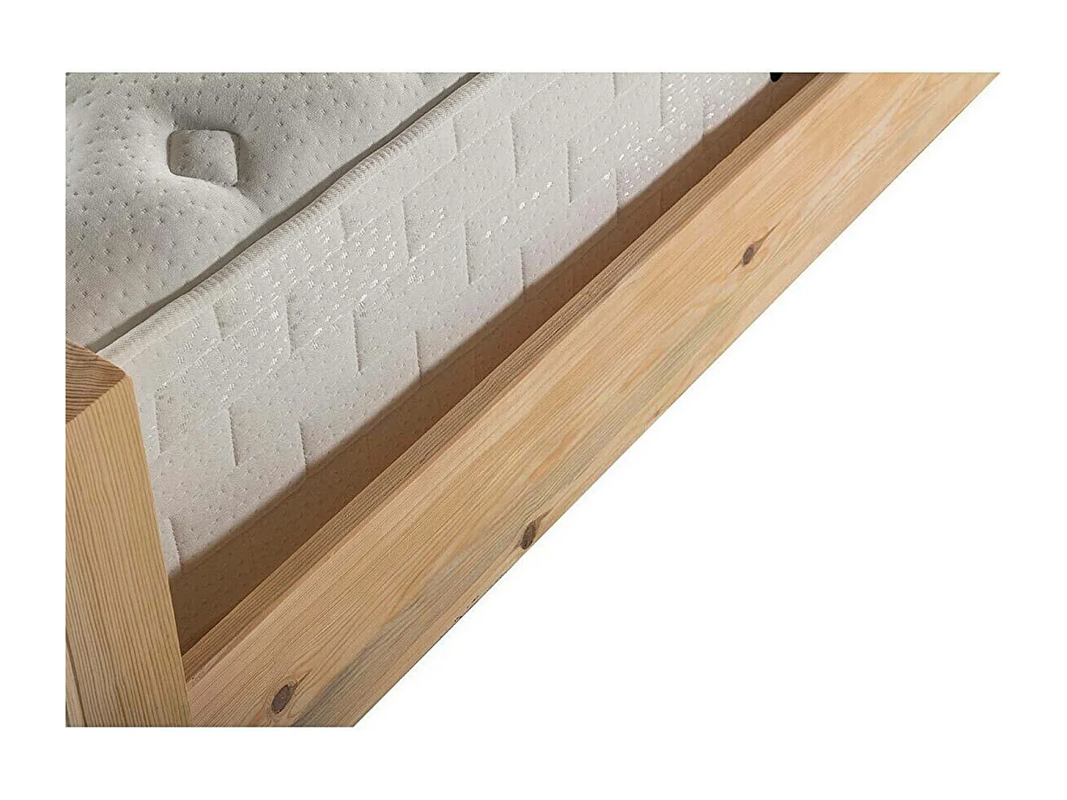 Lit double Kiem 160x200cm Pin massif clair et Velours Bordeaux