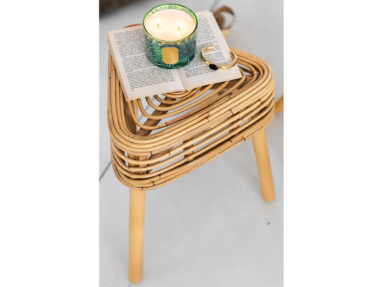 Tabouret en Rotin "Triangulaire" 42cm Naturel