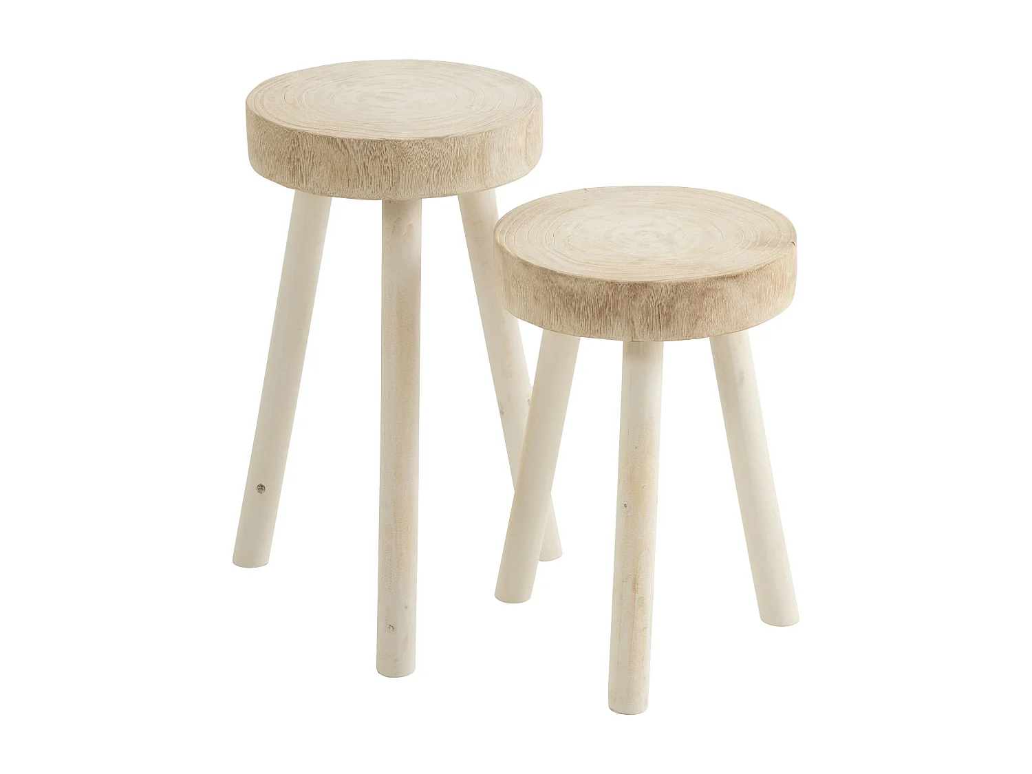 Lot de 2 Tabourets en Bois "Jenny" 56cm Blanc