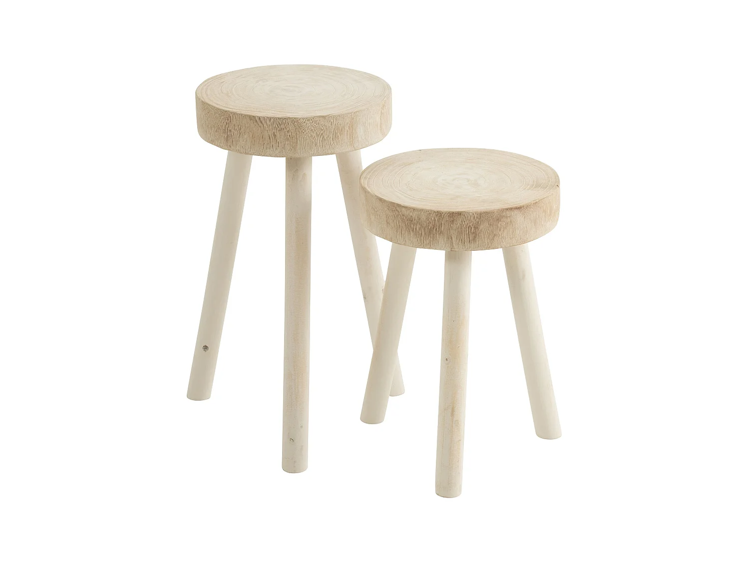 Ownie witte paulowniahouten kruk - Set van 2