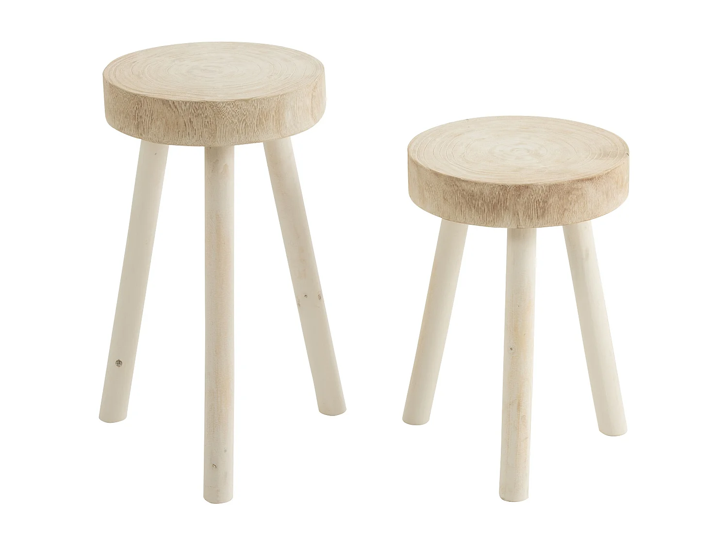 Lot de 2 Tabourets en Bois "Jenny" 56cm Blanc