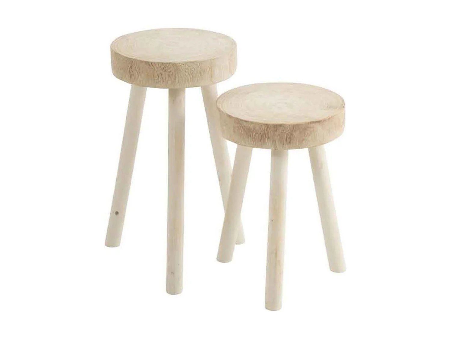 Lot de 2 Tabourets en Bois "Jenny" 56cm Blanc