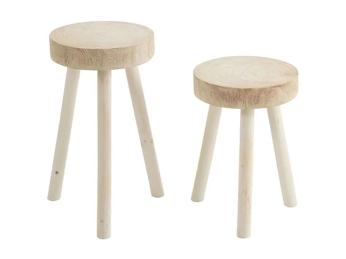 Lot de 2 Tabourets en Bois "Jenny" 56cm Blanc