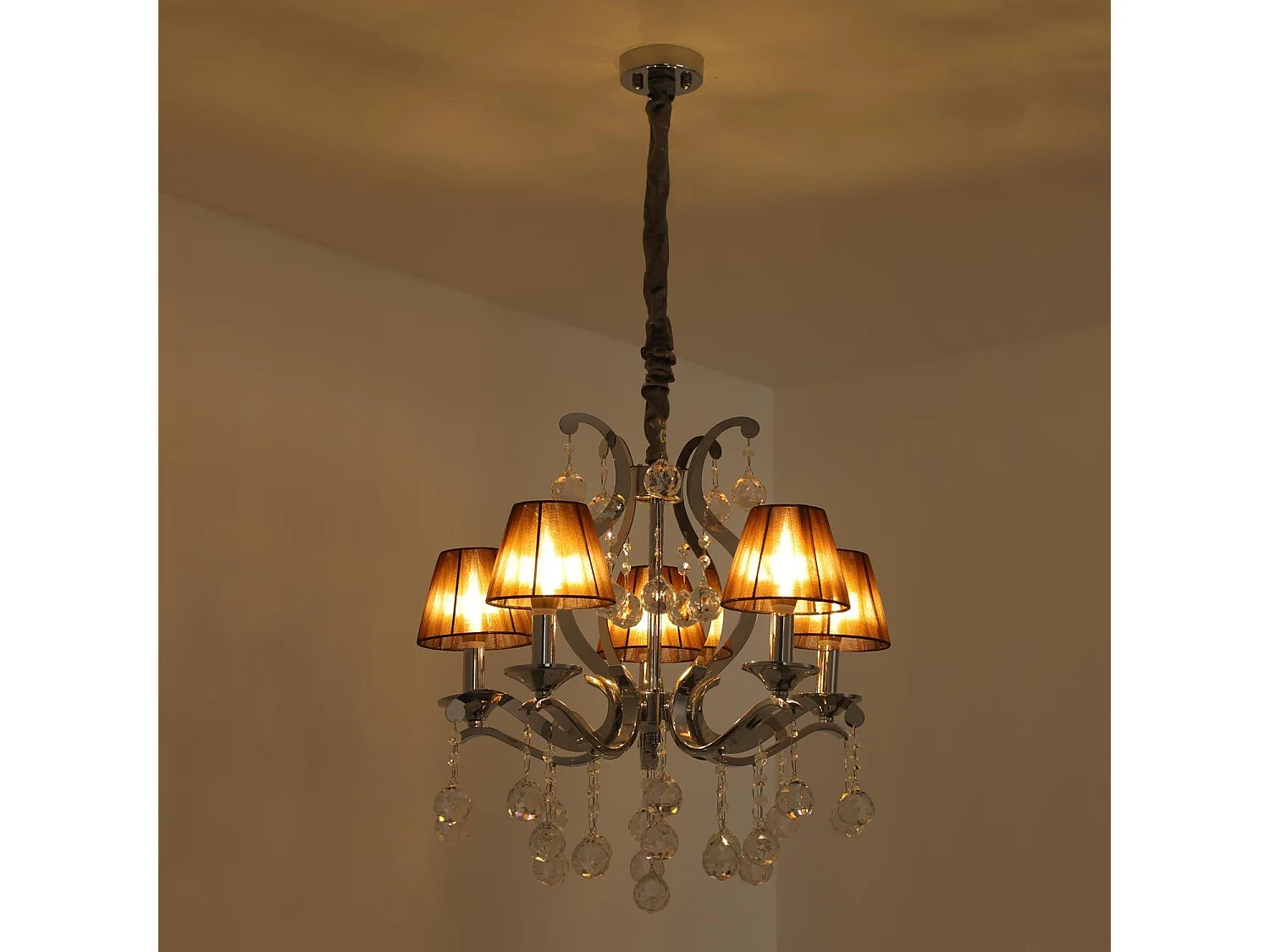 Suspension en Métal "Povery" 60cm Naturel & Argent