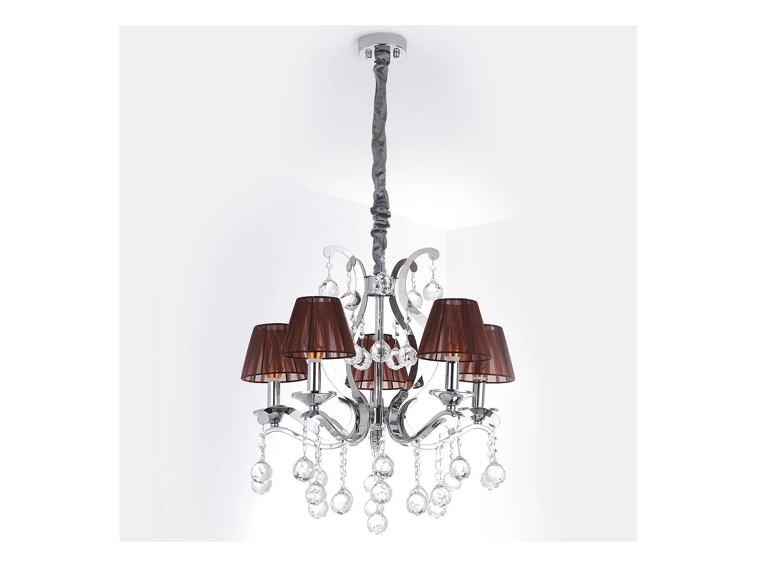 Suspension en Métal "Povery" 60cm Naturel & Argent