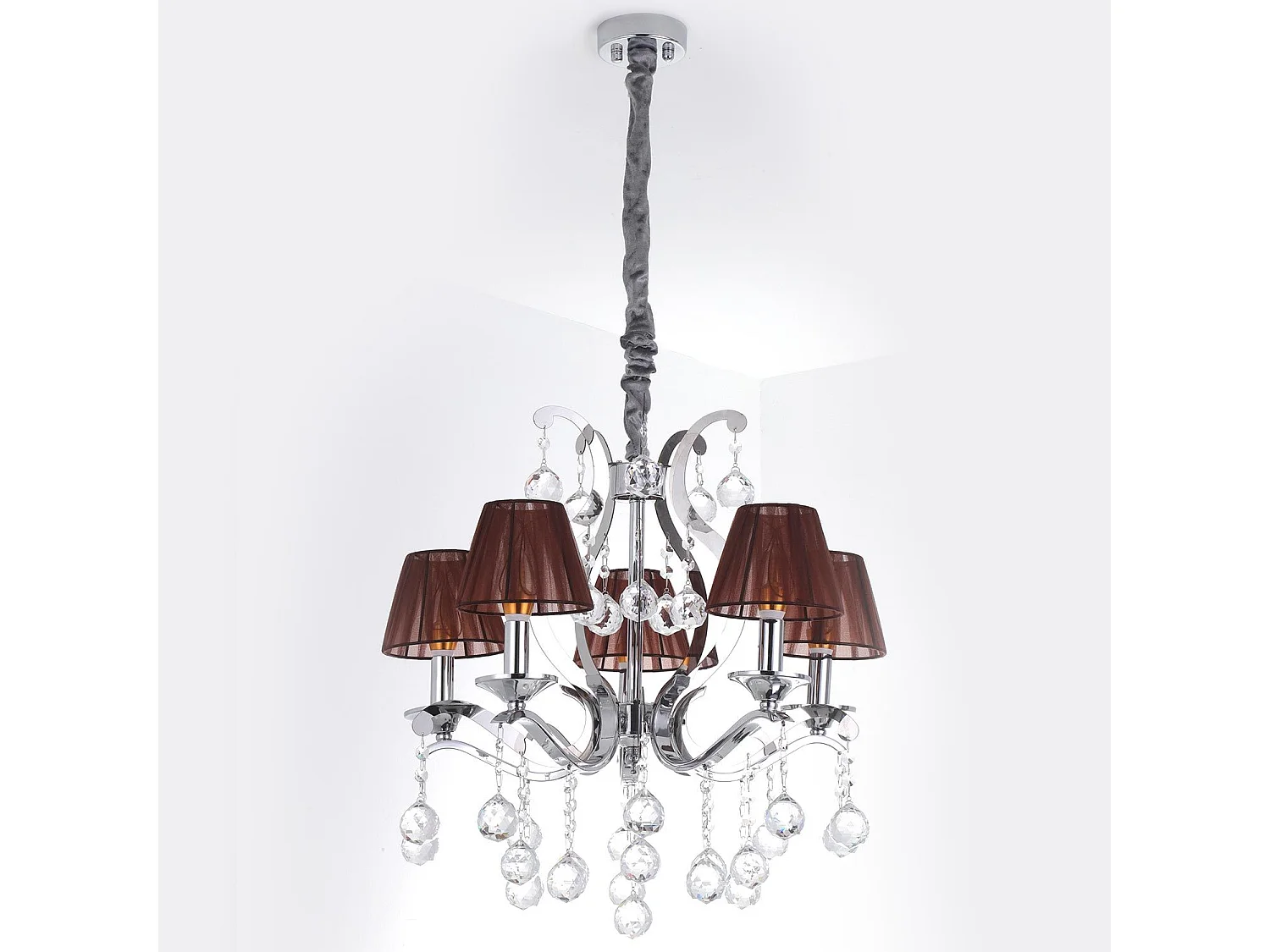 Suspension en Métal "Povery" 60cm Naturel & Argent