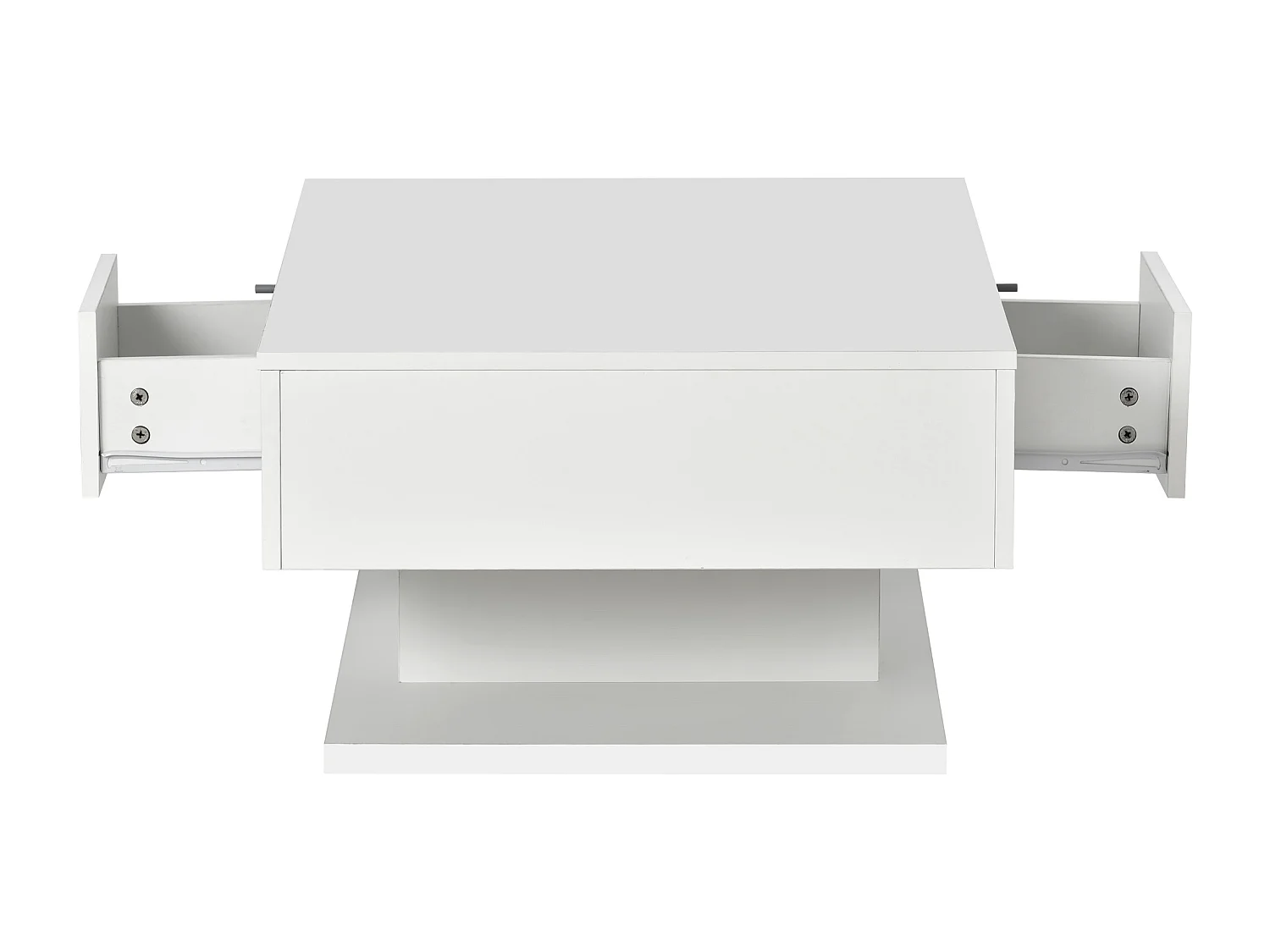 Table de basse rectangulaire avec 2 tiroirs - bois panneaux de particules - style moderne - blanc