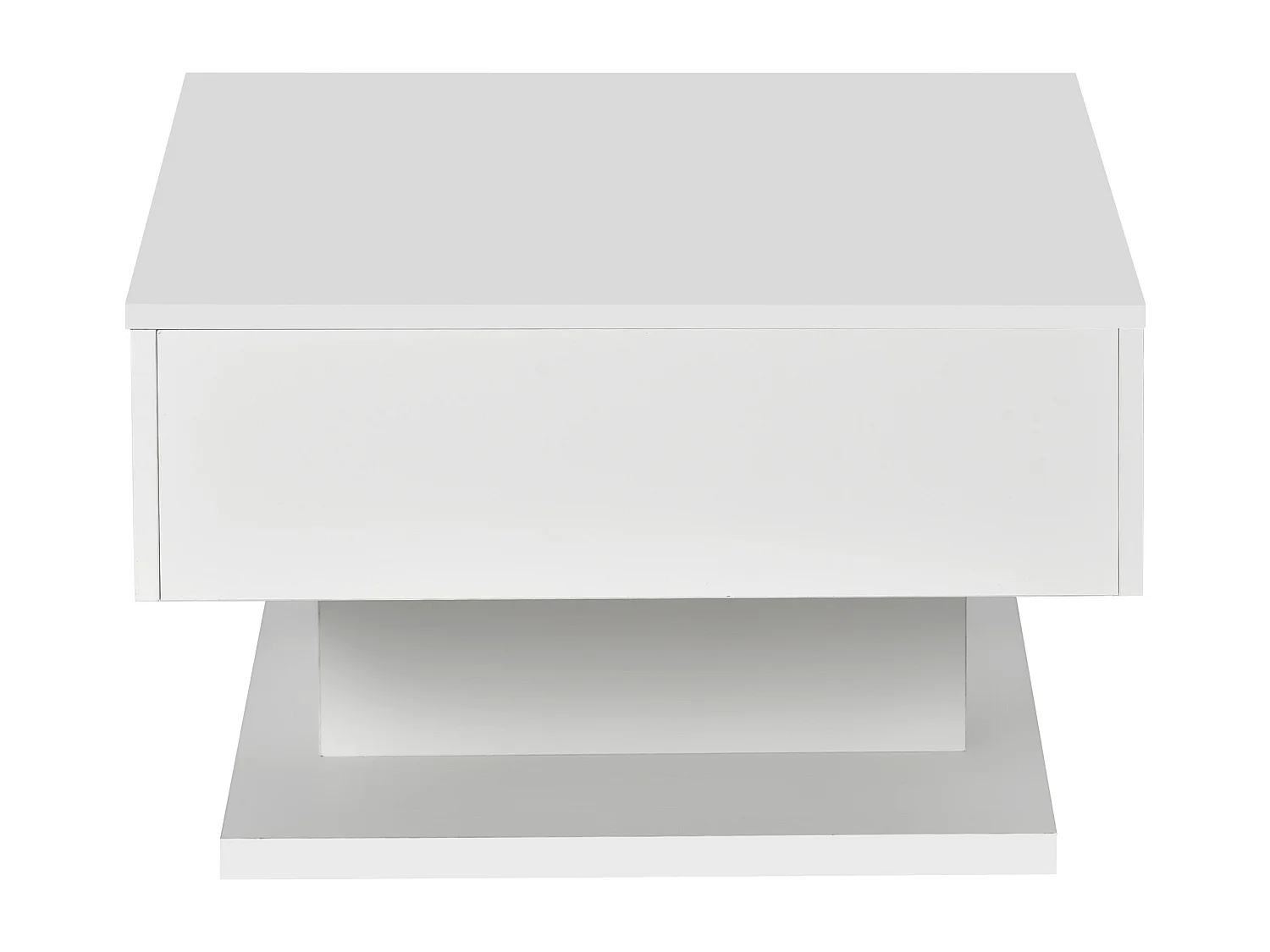 Table de basse rectangulaire avec 2 tiroirs - bois panneaux de particules - style moderne - blanc