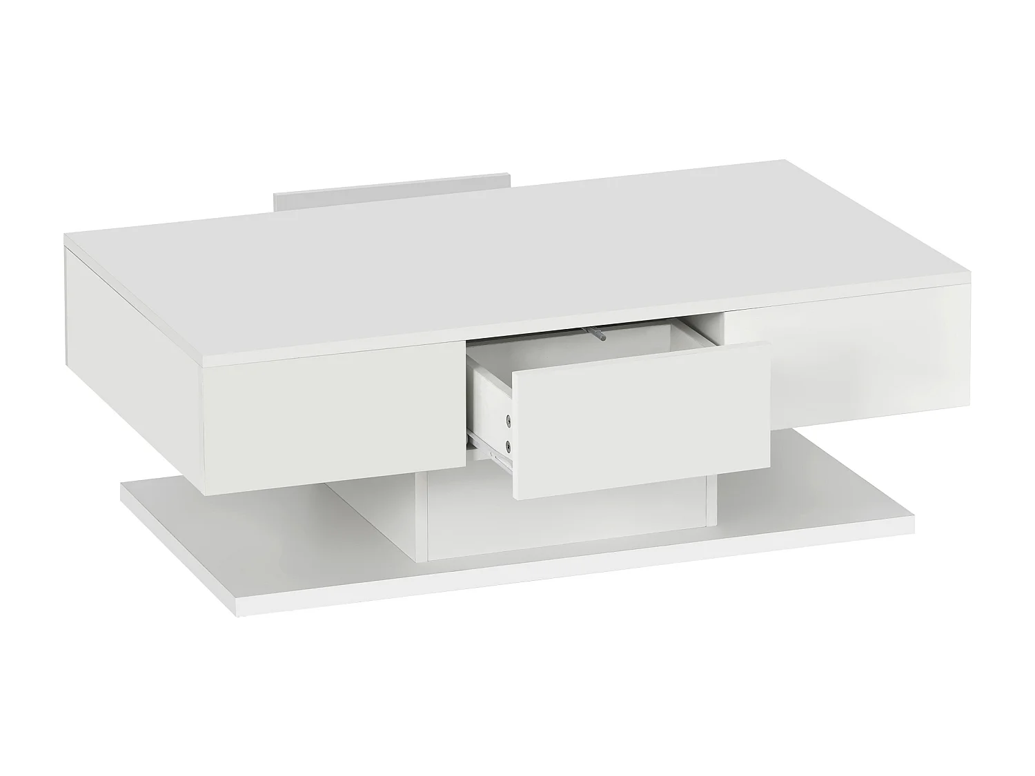 Table de basse rectangulaire avec 2 tiroirs - bois panneaux de particules - style moderne - blanc