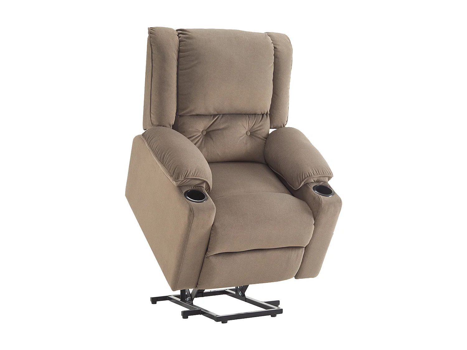 Poltrona massaggiante elettrica con 2 portabicchieri, funzione riscaldante e reclinabile, rivestita in tessuto marrone