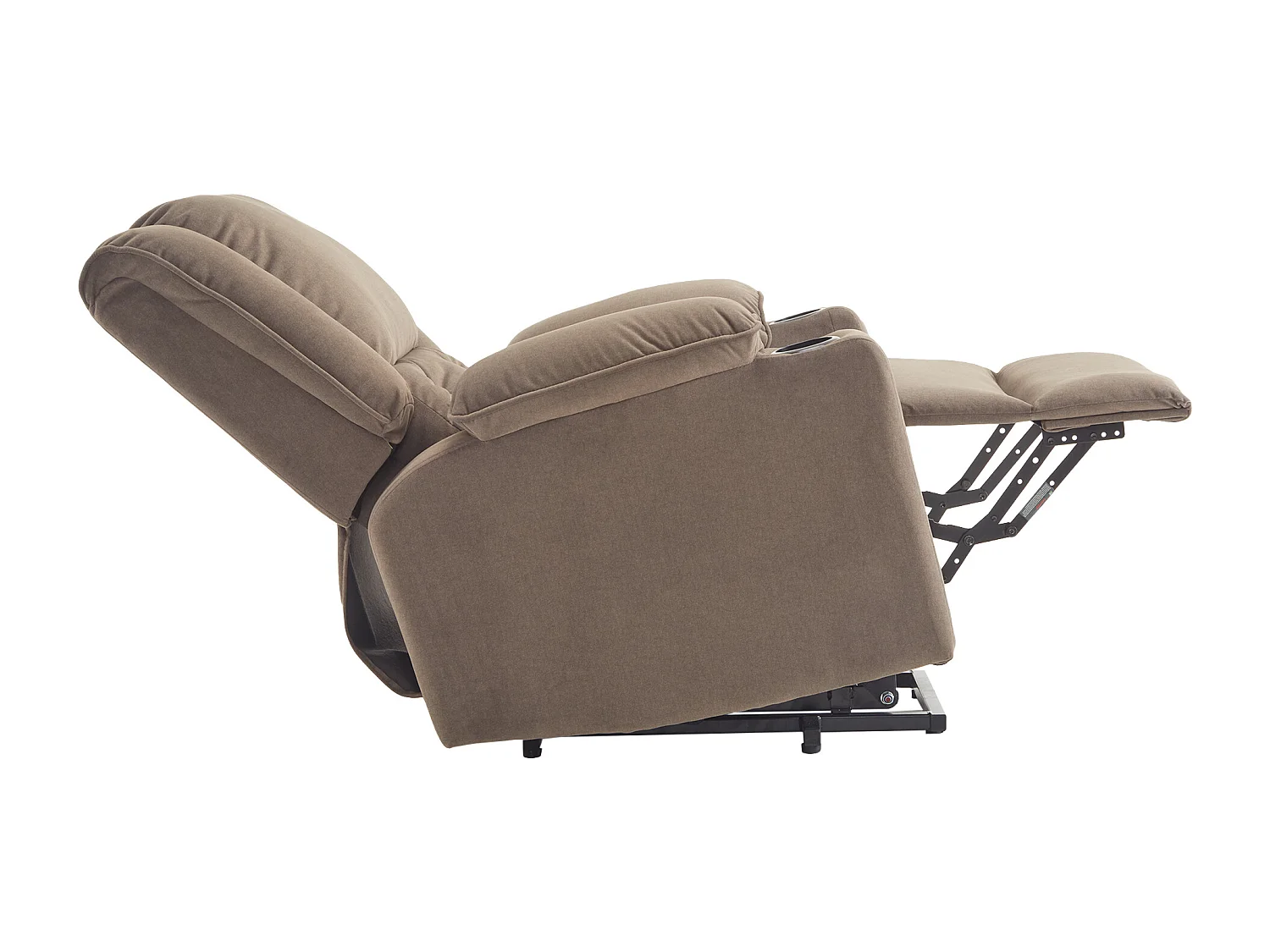 Poltrona massaggiante elettrica con 2 portabicchieri, funzione riscaldante e reclinabile, rivestita in tessuto marrone