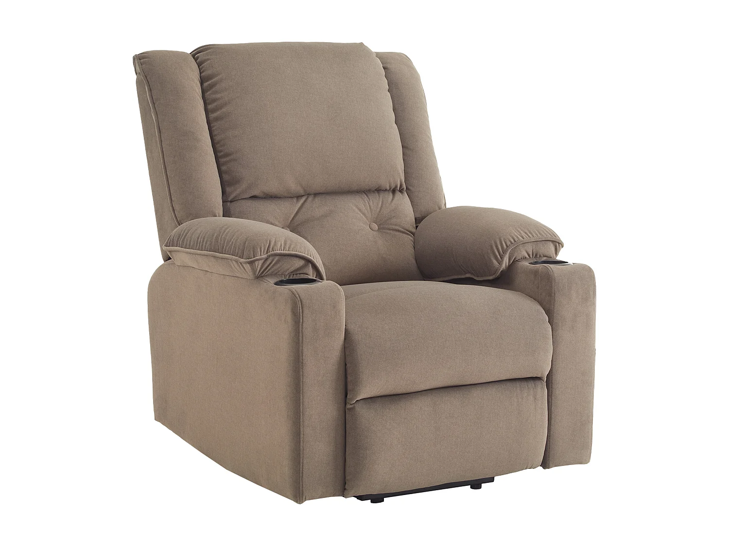 Poltrona massaggiante elettrica con 2 portabicchieri, funzione riscaldante e reclinabile, rivestita in tessuto marrone