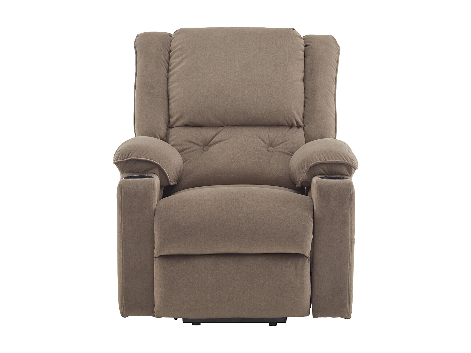 Poltrona massaggiante elettrica con 2 portabicchieri, funzione riscaldante e reclinabile, rivestita in tessuto marrone