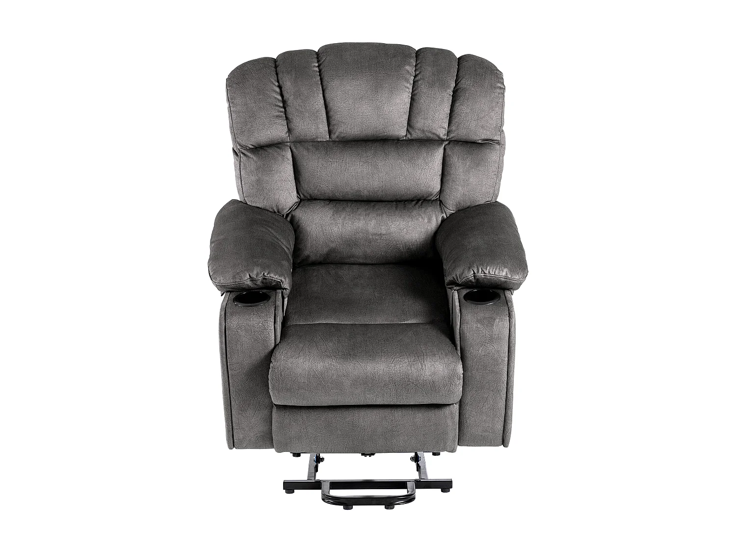 Fauteuil de massage à réglage électrique, fauteuil inclinable en tissu avec 2 porte-gobelets, poches latérales et télécommande pour salon, gris