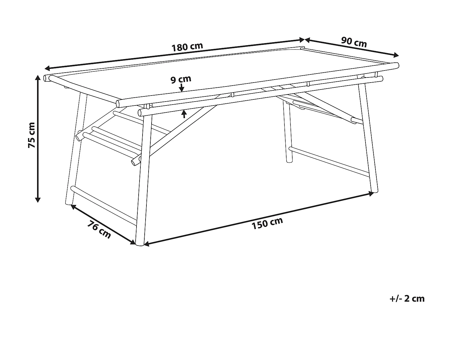 Table de salle à manger de jardin TINDARI 180 cm 90 cm Bambou Marron clair