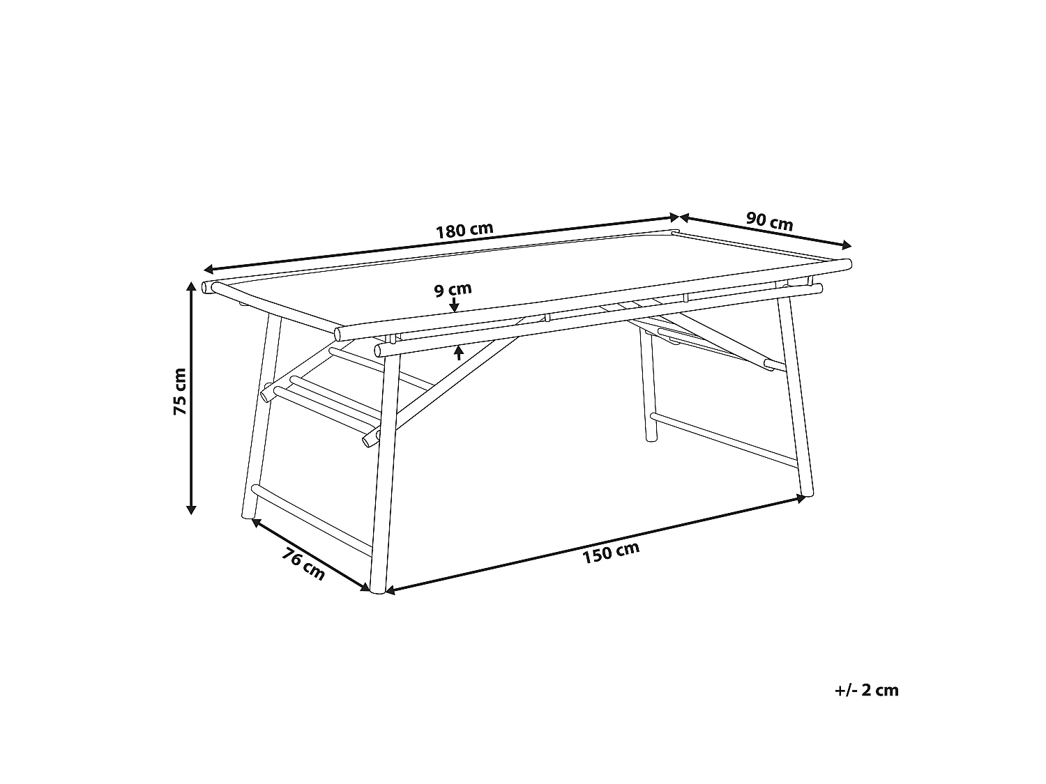 Table de salle à manger de jardin TINDARI 180 cm 90 cm Bambou Marron clair