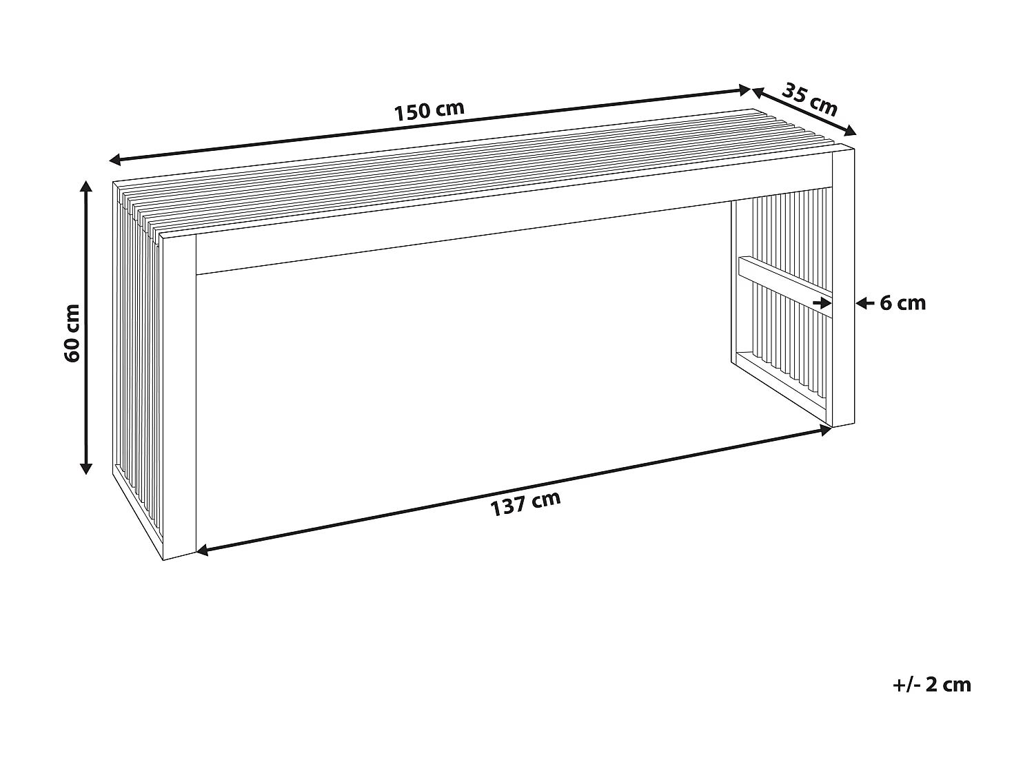 Outdoor Couchtisch BELLANO 150 cm 35 cm Akazienholz Braun