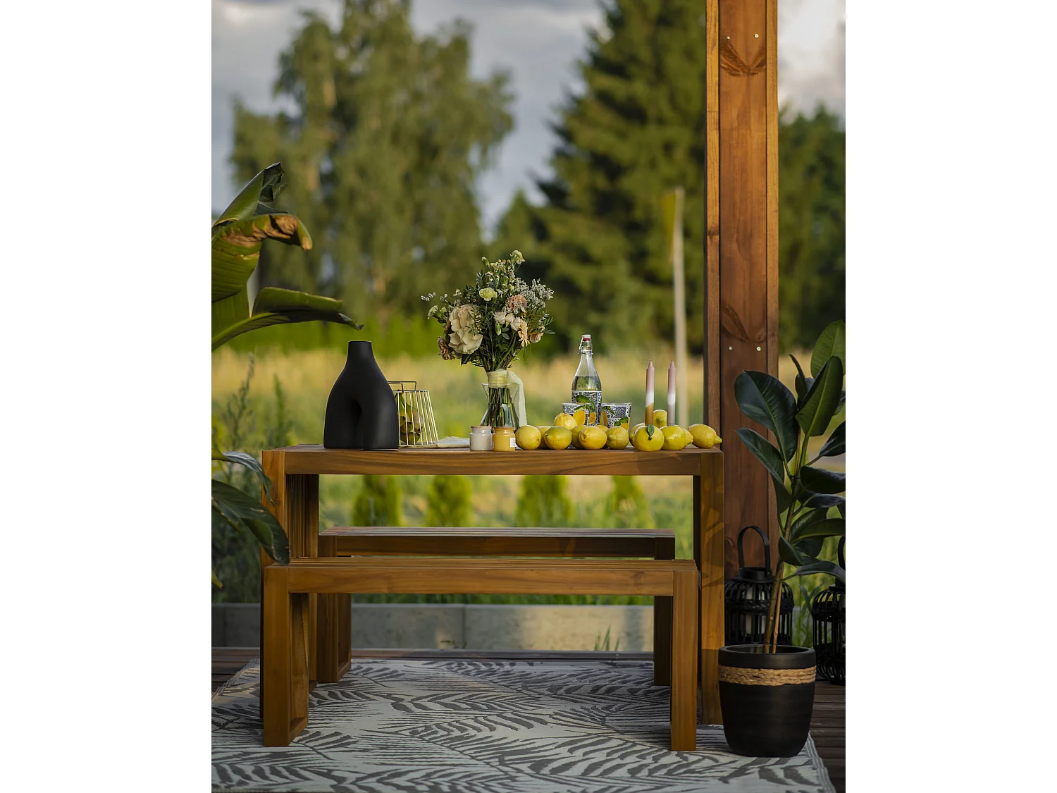 Table basse de jardin BELLANO 150 cm 35 cm Acacia Marron