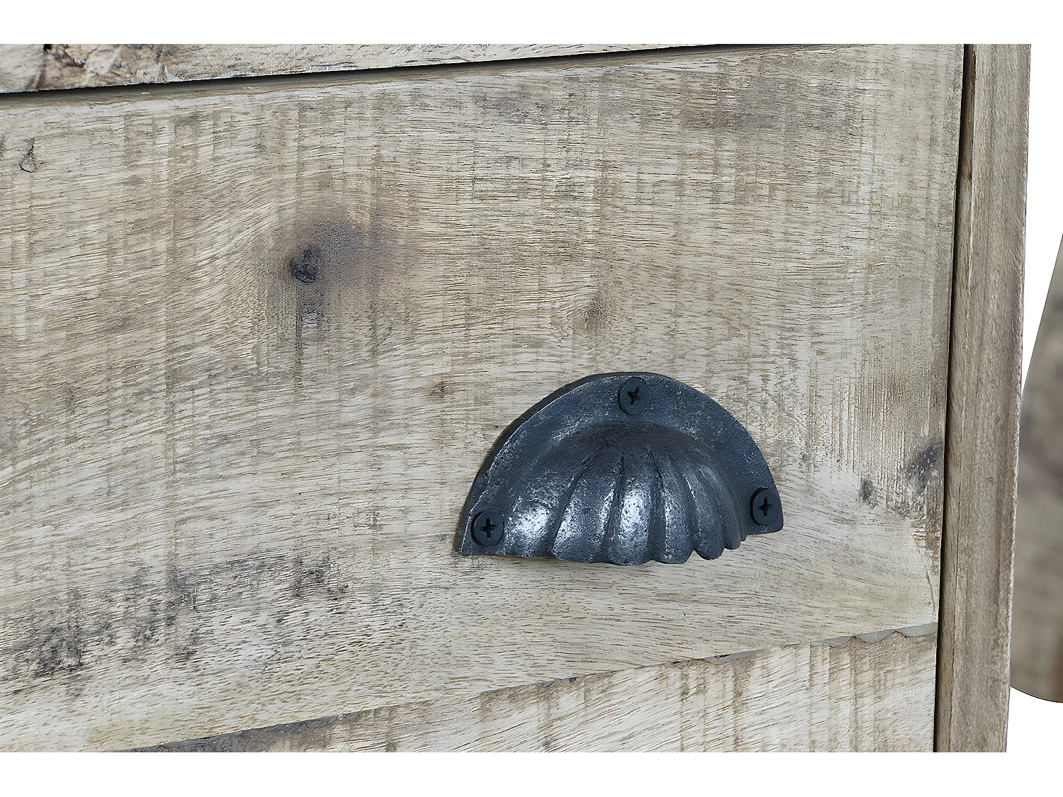 Meuble du bureau, table de bureau en bois de manguier coloris naturel et métal noir -  longueur 160 x profondeur 80 x Hauteur 75 cm