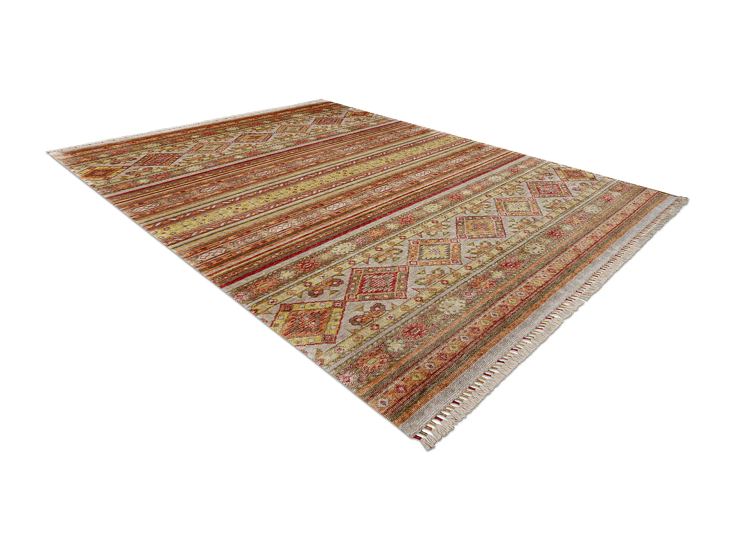 HERIZ A0986B Teppich Orientalisch beige / burgund - Bambusgarn, exklus 200x290 cm