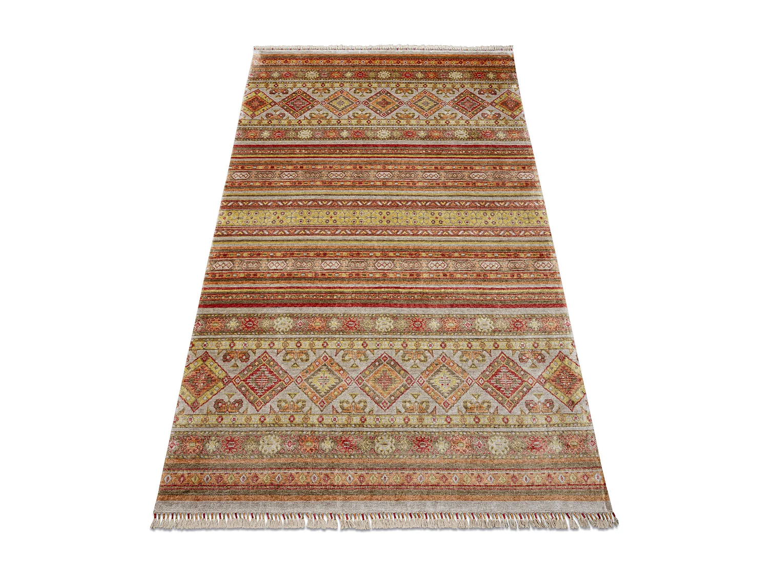 Dywan HERIZ A0986B Orientalny beż / bordo - z bambusowej przędzy, ek 200x290 cm