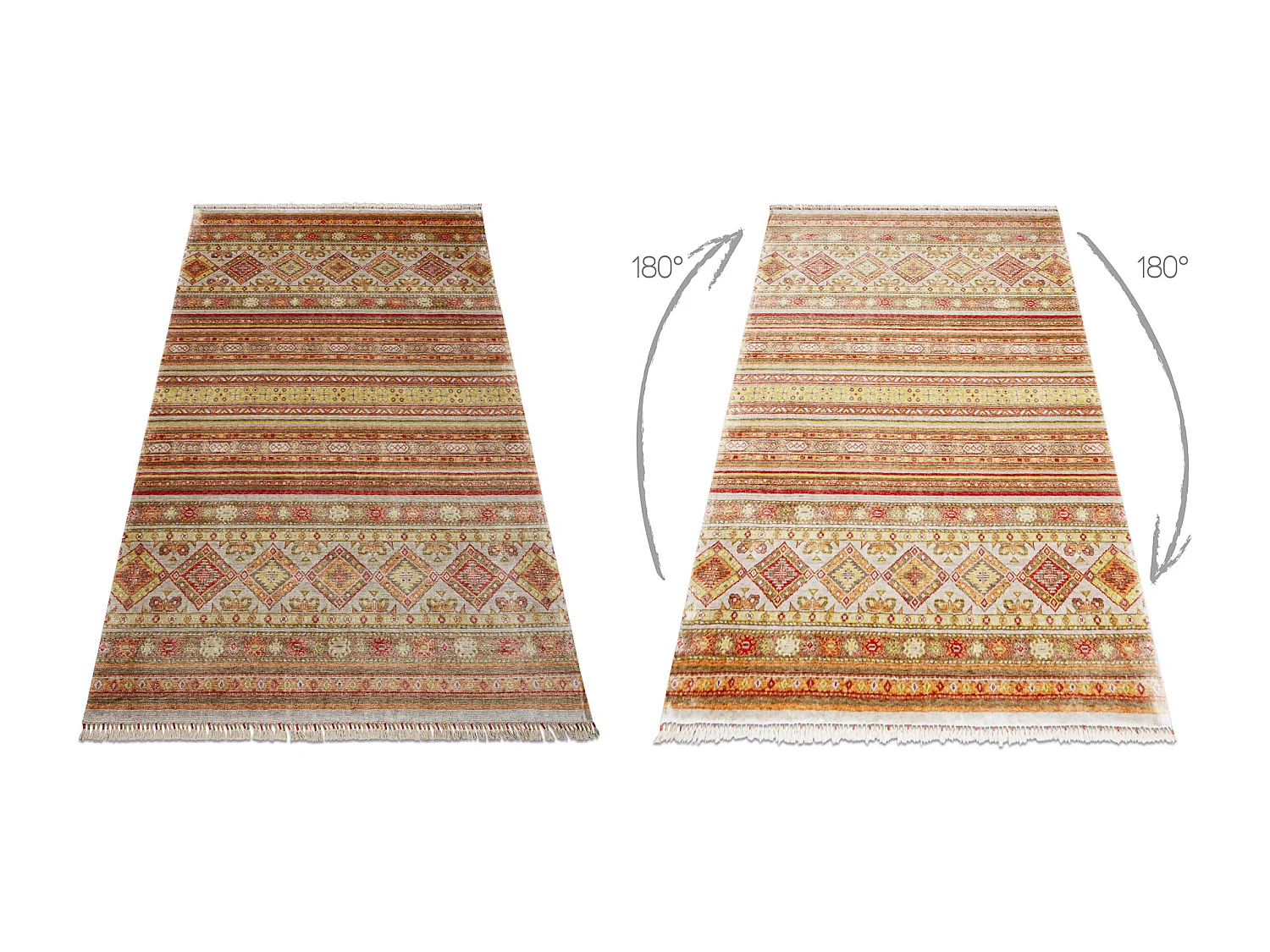 Dywan HERIZ A0986B Orientalny beż / bordo - z bambusowej przędzy, ek 200x290 cm