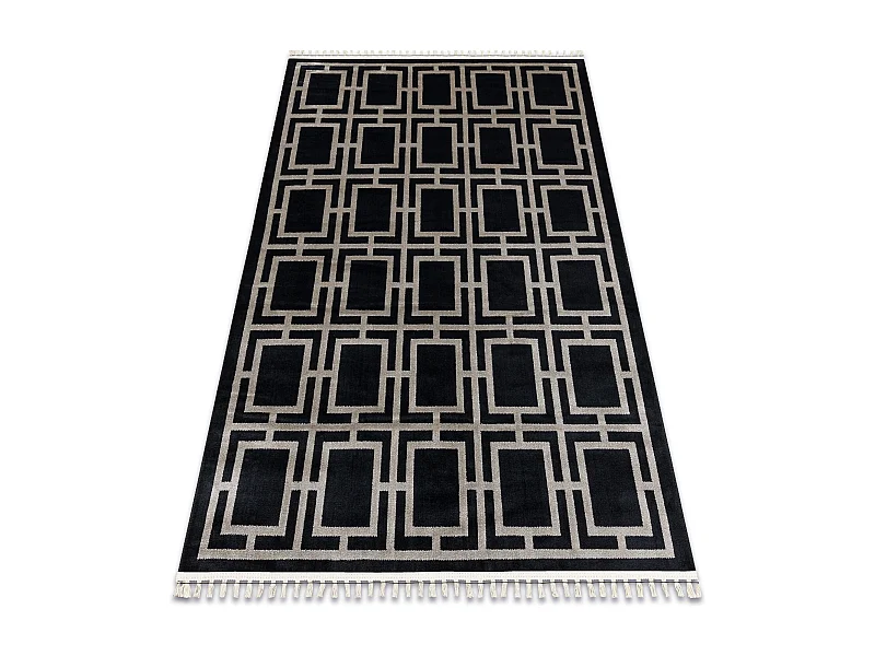 Tapijt AMOUR 53078B zwart - Geometrisch, kleur modern, elegant 78x150 cm