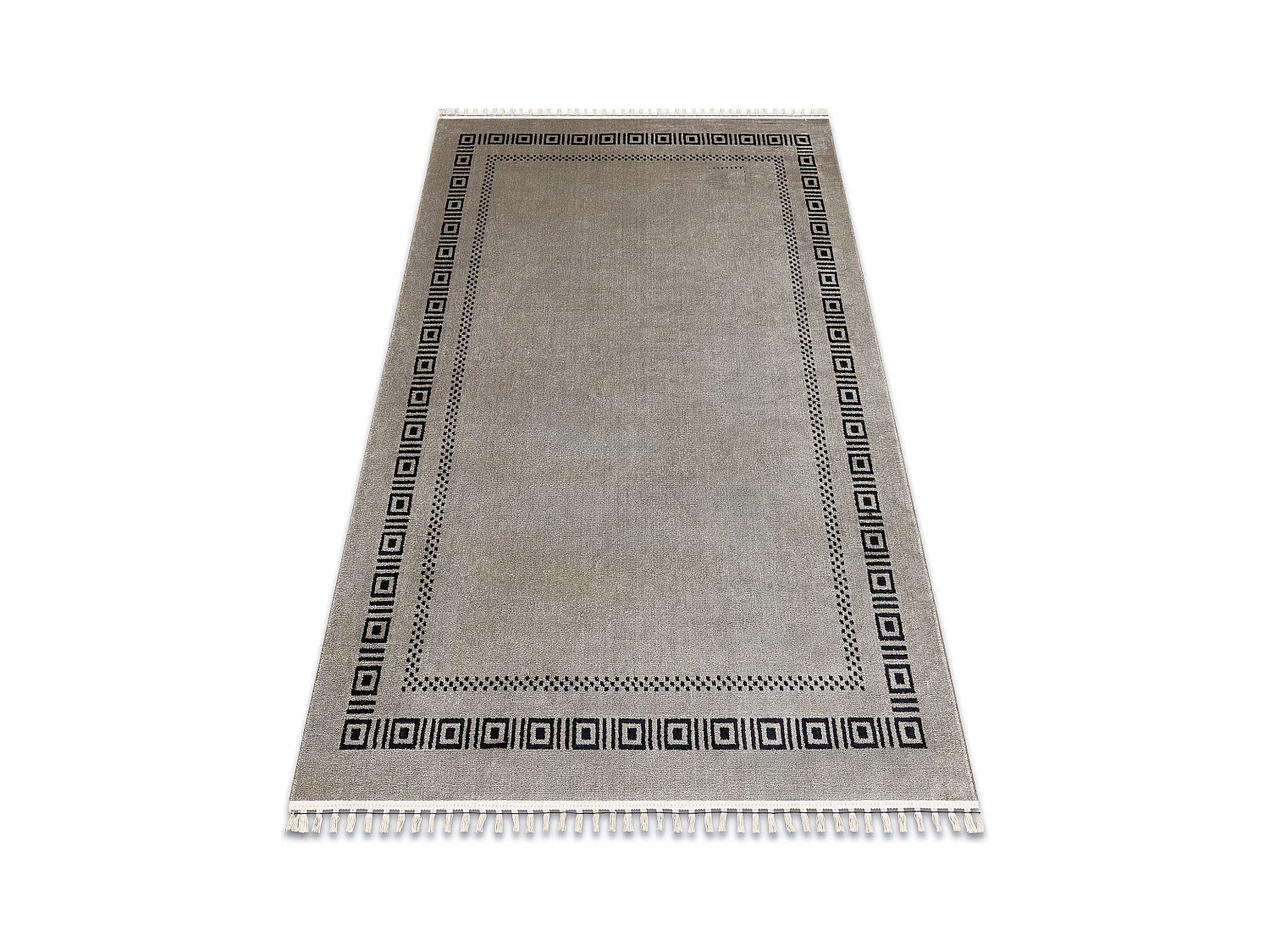Tapis AMOUR 53098A beige / noir - Cadre, grecque moderne, élégant 78x150 cm
