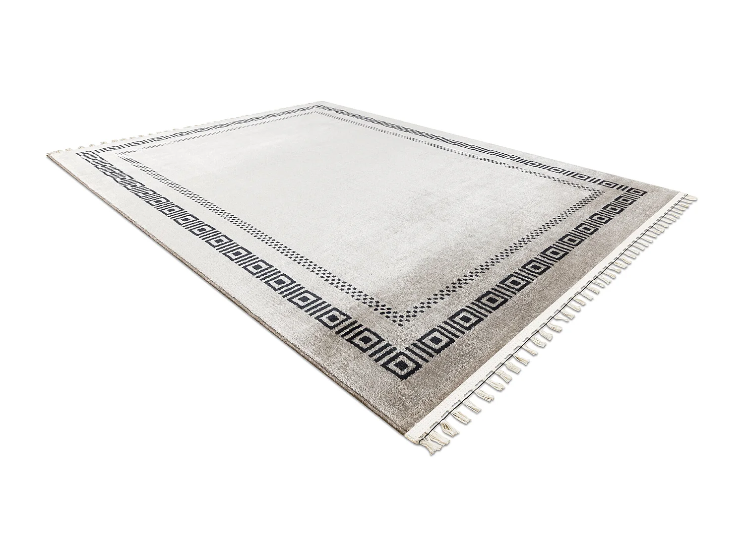 Dywan AMOUR 53098A beż / czarny - Ramka, grecki nowoczesny, elegancki 78x150 cm