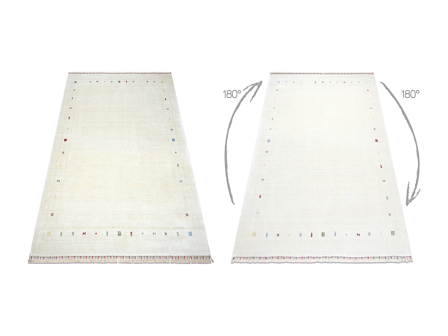 HERIZ A0987C Teppich Rahmen Sahne - Bambusgarn, exklusiv, stilvoll 200x290 cm