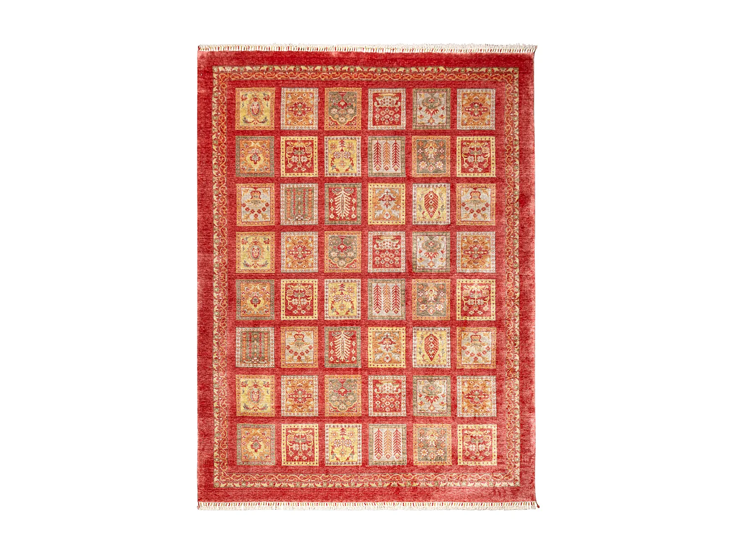 HERIZ A0985A tapijt Oriental, frame bordeauxrood - bamboe garen, exclu 200x290 cm