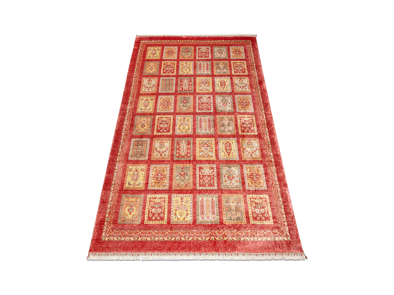 Tapis HERIZ A0985A Oriental, cadre bordeaux - fil de bambou, exclusif, 200x290 cm
