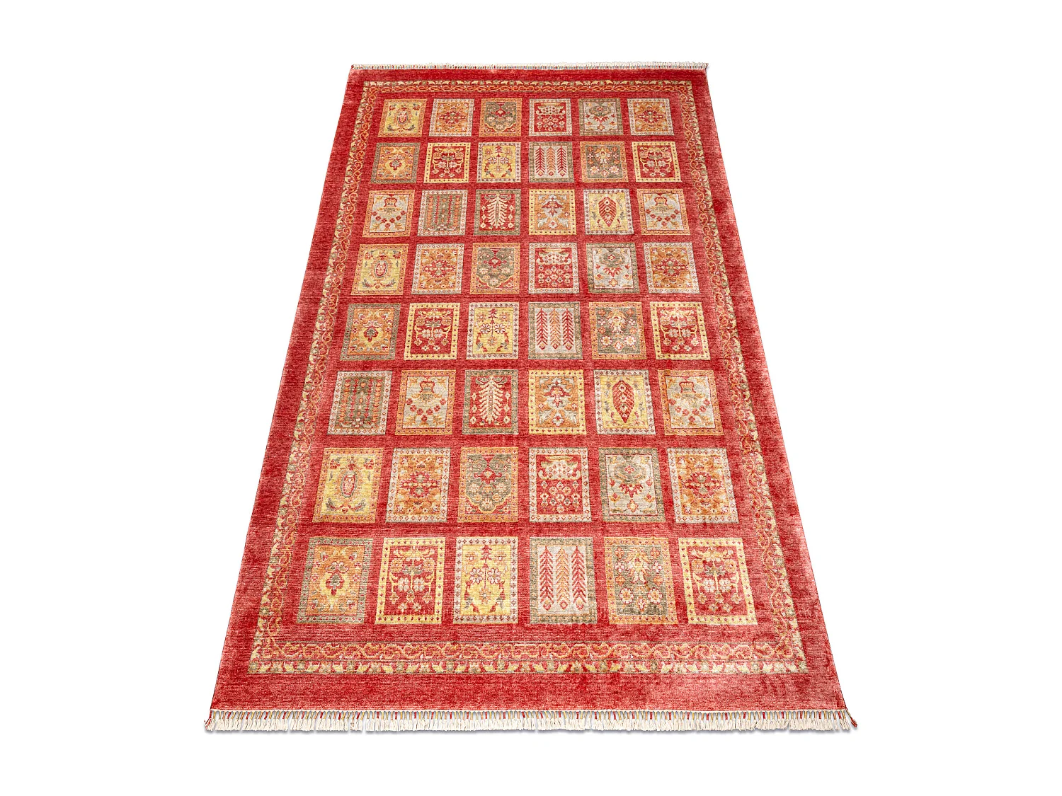 Dywan HERIZ A0985A Orientalny, ramka bordo - z bambusowej przędzy, ek 200x290 cm