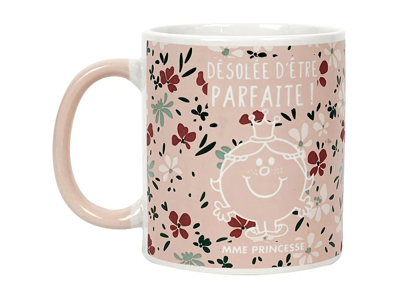 Mug 30 cl motif floral MONSIEUR MADAME série MME PRINCESSE rose
