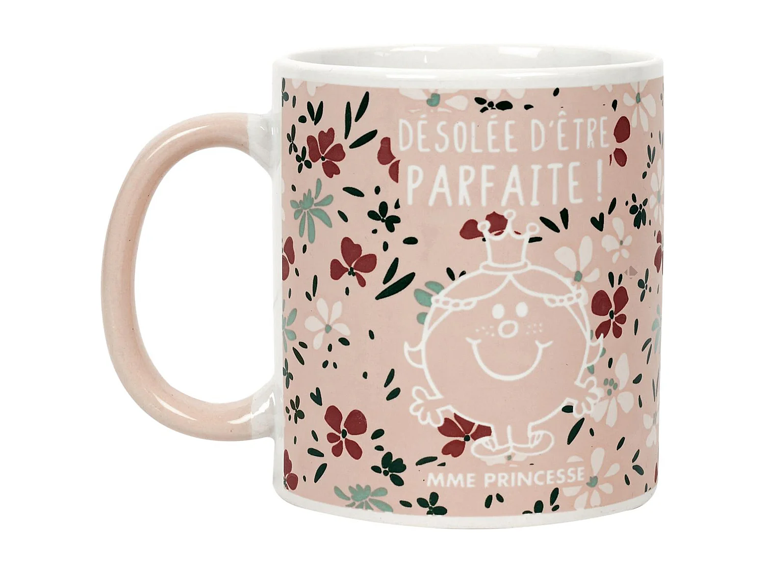 Mug 30 cl motif floral MONSIEUR MADAME série MME PRINCESSE rose
