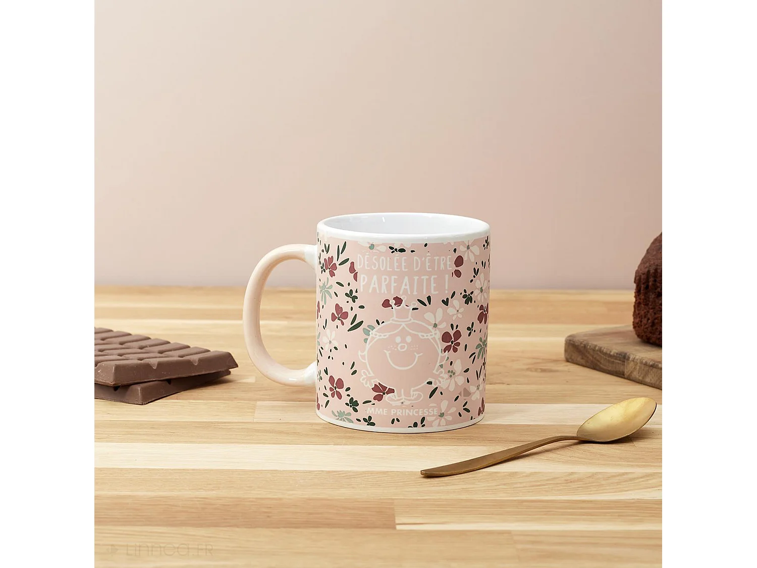 Mug 30 cl motif floral MONSIEUR MADAME série MME PRINCESSE rose