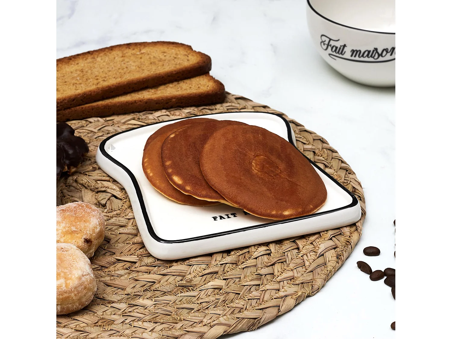 Lot de 2 assiettes creuses en céramique BROOKLYN blanc et noir