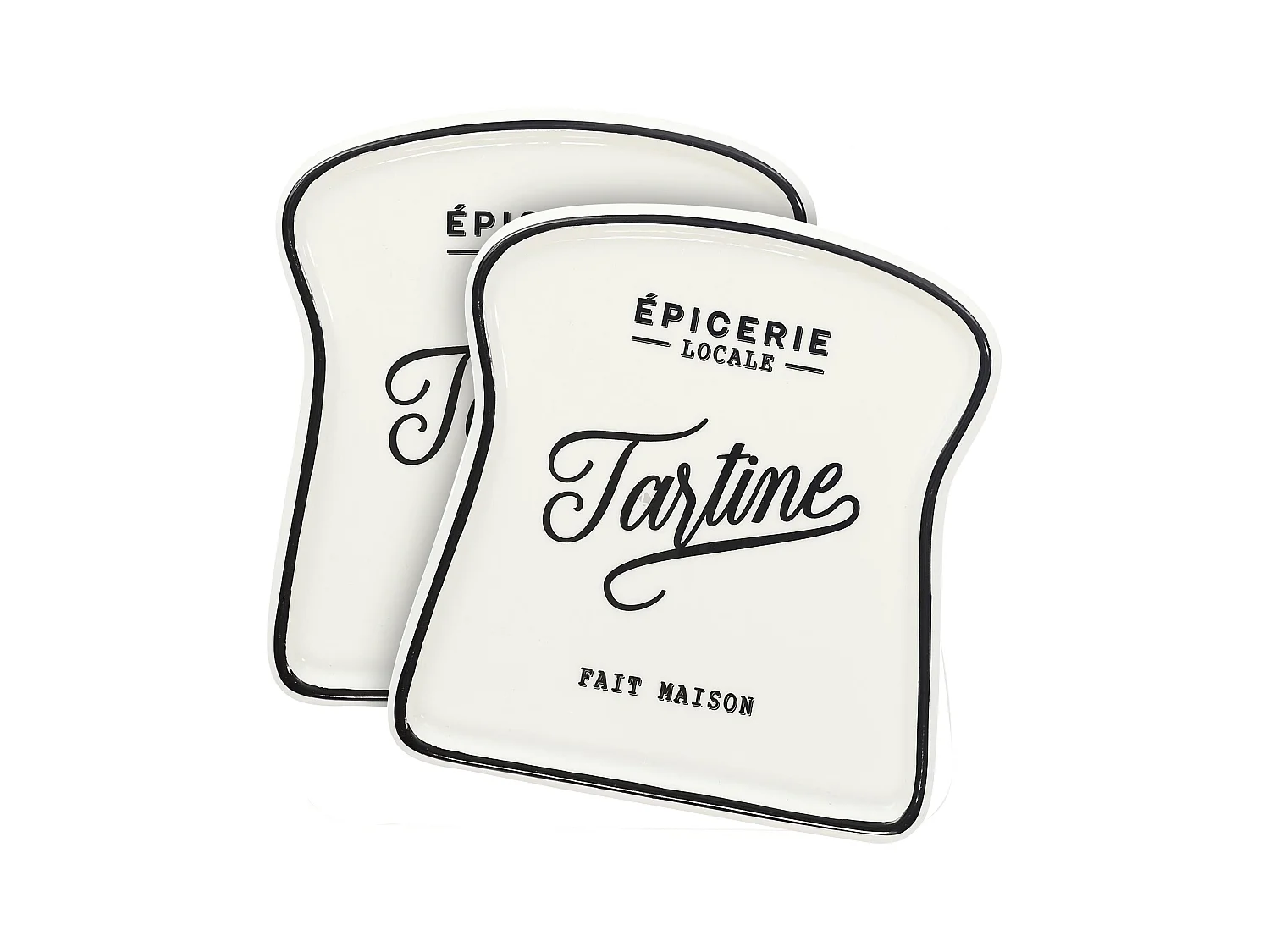 Lot de 2 assiettes creuses en céramique BROOKLYN blanc et noir
