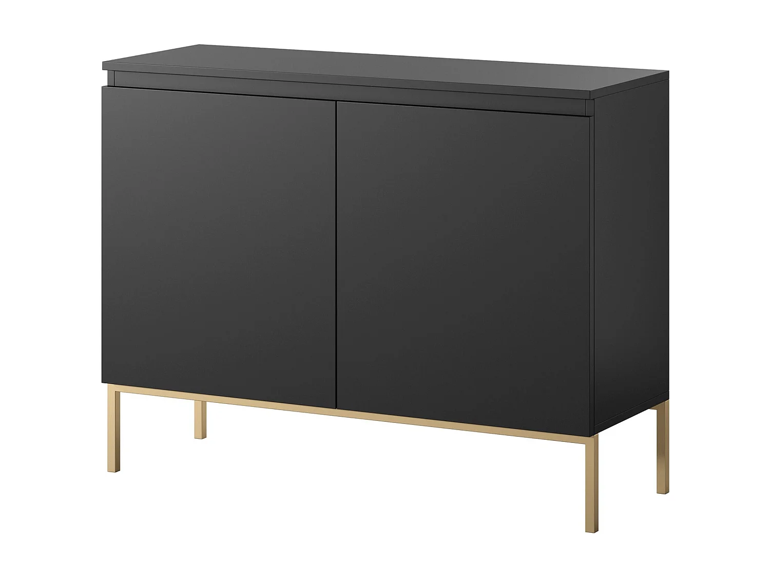 Sideboard 2-türig - schwarz mit goldenem Metallgestell - 100 cm - BEMMI