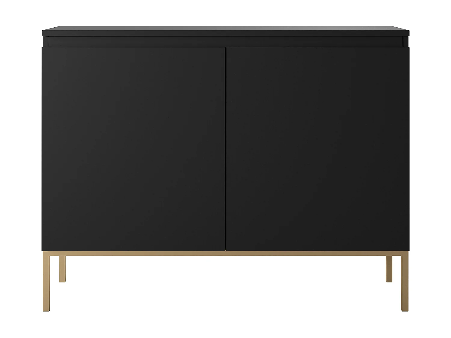 Commode à deux portes - 100 cm - noir avec pieds dorés - BEMMI