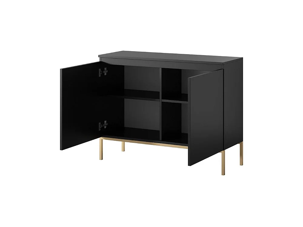Sideboard 2-türig - schwarz mit goldenem Metallgestell - 100 cm - BEMMI